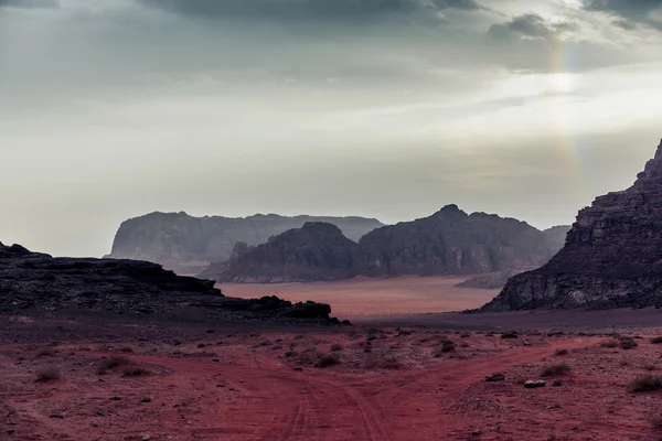 Tempestade de areia no deserto de Wadi Rum — Fotografia de Stock