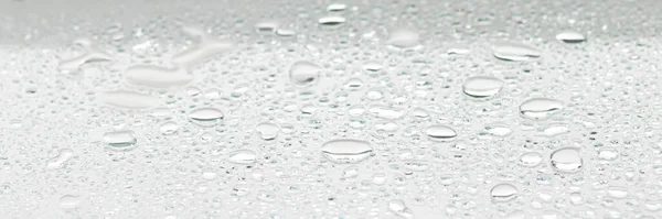 Water Drops Glass Surface White Color Monochrome Banner — Stock Photo, Image