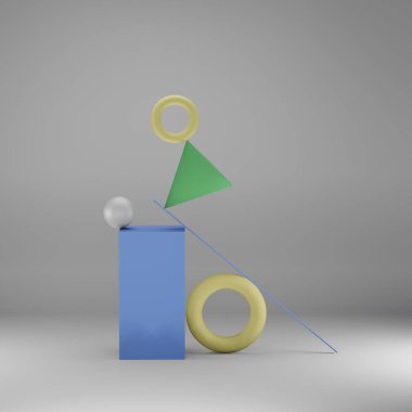 Geometrik şekillerle dengenin 3 boyutlu canlandırması