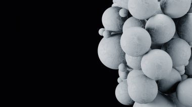 Metin ve siyah arkaplan için boşluğu olan 3d biçimlendirici, beton yüzen şekiller