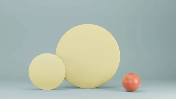 Geometrik şekillerin sarı ve pembe renkte 3 boyutlu çizimi