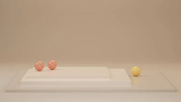 Geometrik monokrom renk şekilleri ve boş uzay ile hareketsiz yaşamın 3 boyutlu canlandırması