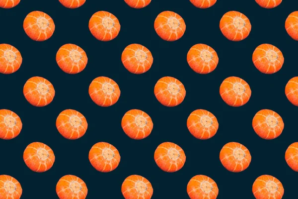 Hladký Vzor Oranžové Dýně Tmavě Modré Barvě — Stock fotografie