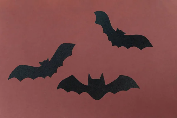 Halloween Símbolo Assustador Silhueta Morcego Vampiro Contra Fundo Marrom — Fotografia de Stock