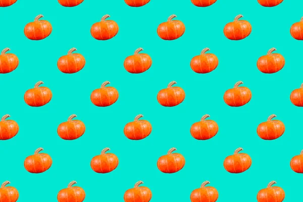 Бесшовный Рисунок Оранжевой Тыквы Мятном Зеленом Цвете — стоковое фото