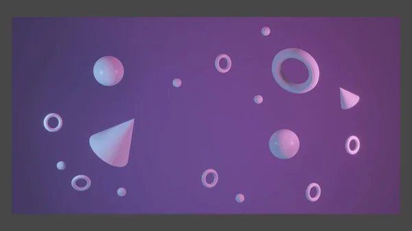Renderização Formas Geométricas Abstratas Neon Rosa Luz Cor Azul — Fotografia de Stock