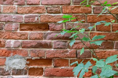 Eski tuğla ve beton desenli duvar  