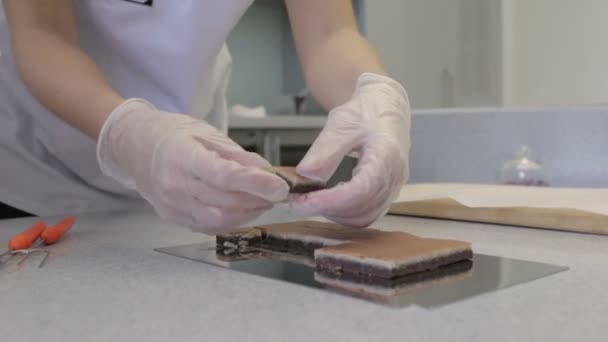 Het maken van chocolade snoepjes — Stockvideo