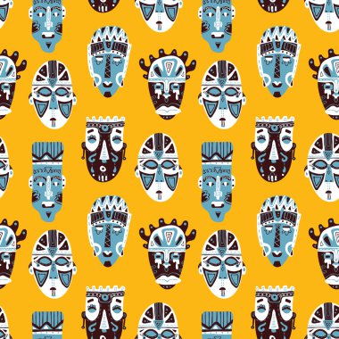 Doodle maskeleri desen Afrika koleksiyonu.