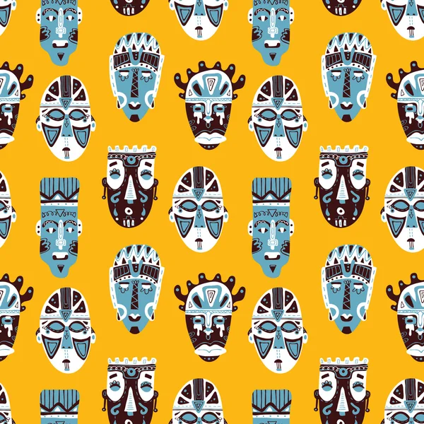 Doodle máscaras patrón africano colección . — Vector de stock