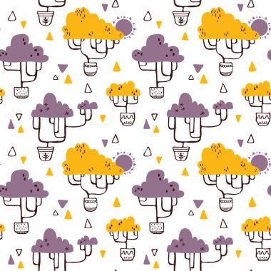 Afrika ağaç desen doodle.