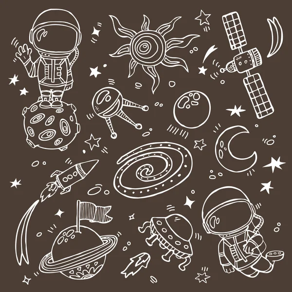 Coleção de espaço doodle . —  Vetores de Stock