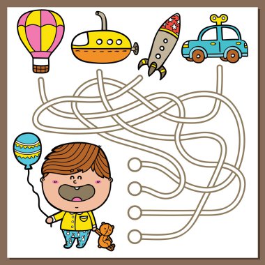 Baby boy educational maze game.  clipart