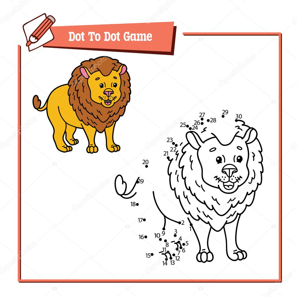 Cartoon lion puzzle template for children Vector Image