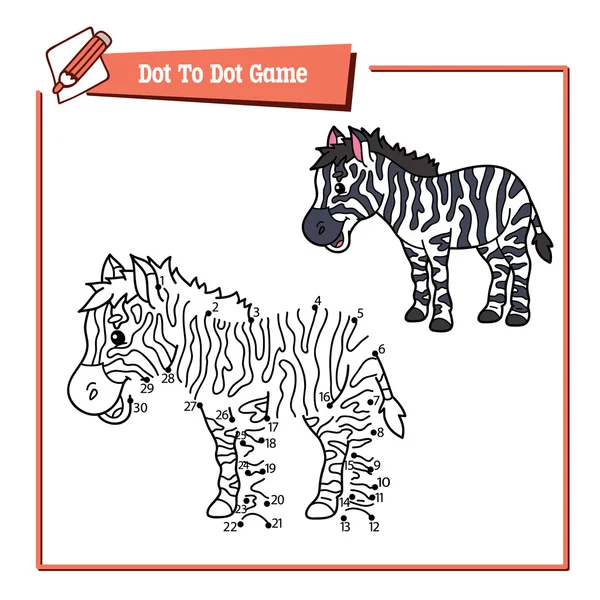 Dot a dot oktatási zebra gyerek játék. — Stock Vector