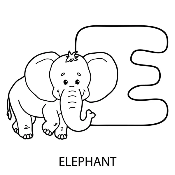 Página de coloração do alfabeto animal . — Vetor de Stock