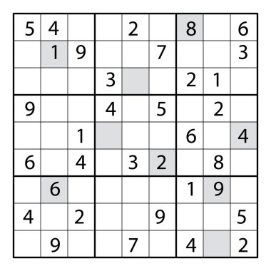 Sudoku Bulmaca oyunu. 