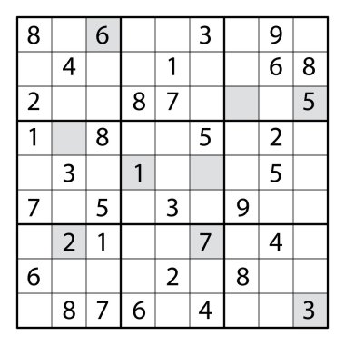 Sudoku Bulmaca oyunu. 