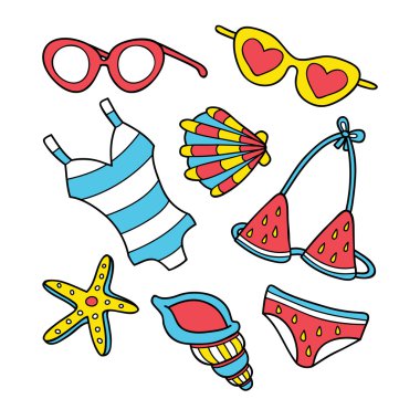 komik yaz doodle set.funny yaz doodle ayarla