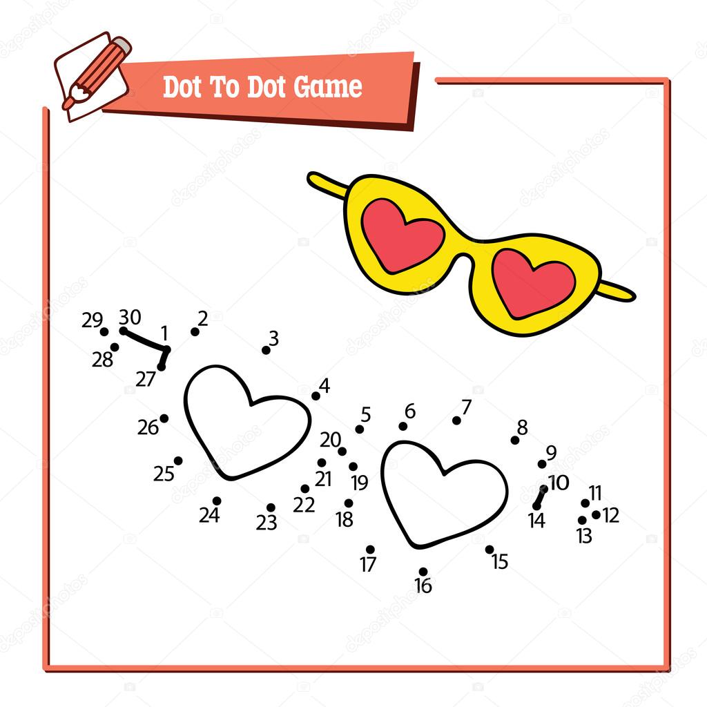 Gioco educativo di illustrazione vettoriale di puzzle ragazzino punto per punto con cartoon occhiali da sole per bambini — Vettoriali di boyusya