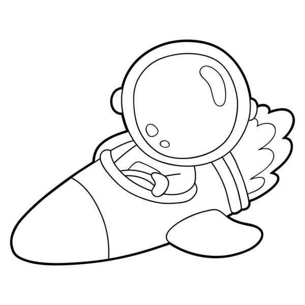 Ilustracja Wektor Kolorowanki Astronautą Kreskówki Dla Dzieci Kolorowanki Złom Książki — Wektor stockowy