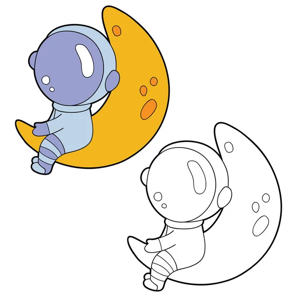 子供のための例と漫画の宇宙飛行士とベクトルイラスト着色ページ 着色やスクラップブック 印刷可能 — ストックベクタ
