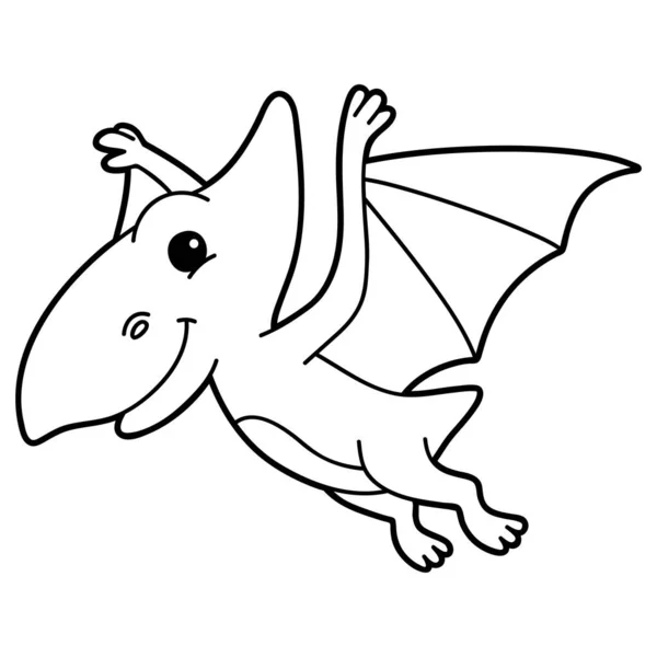 Dibujo Para Colorear Ilustración Vectorial Con Dinosaurio Pteranodon Dibujos Animados — Vector de stock
