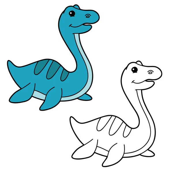 Dibujo Para Colorear Ilustración Vectorial Con Dinosaurio Dibujos Animados Ejemplo — Vector de stock