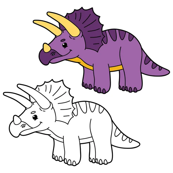 Vector Illustration Malseite Mit Cartoon Dinosaurier Und Beispiel Für Kinder — Stockvektor