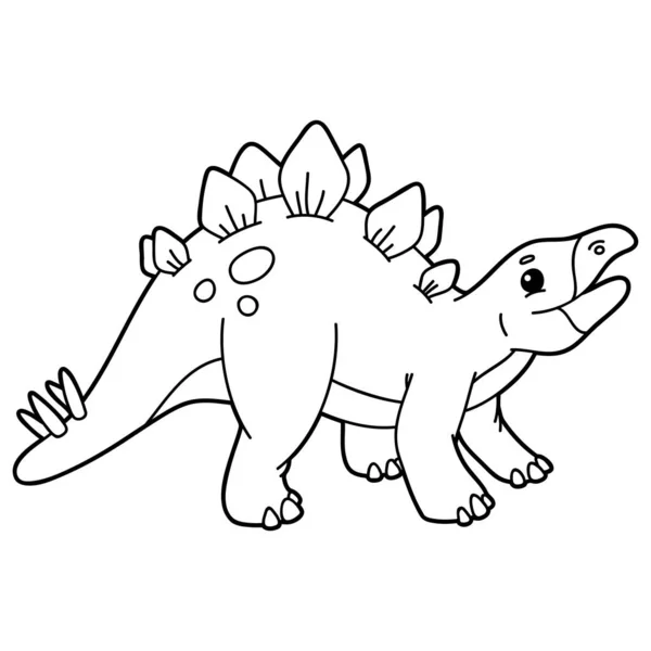 Dibujo Para Colorear Ilustración Vectorial Con Dinosaurio Dibujos Animados Para — Vector de stock