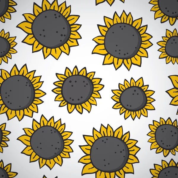 Patrón de girasol dibujado a mano . — Archivo Imágenes Vectoriales