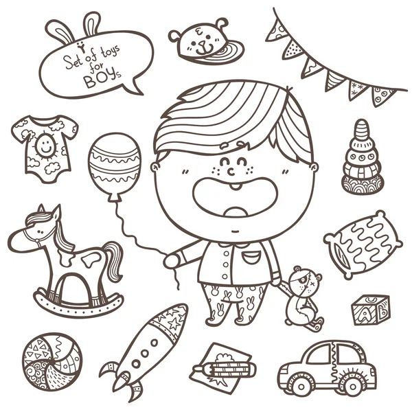 Bebek çocuk oyuncakları Icons set.