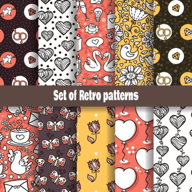 Retro aşk desen koleksiyonu.
