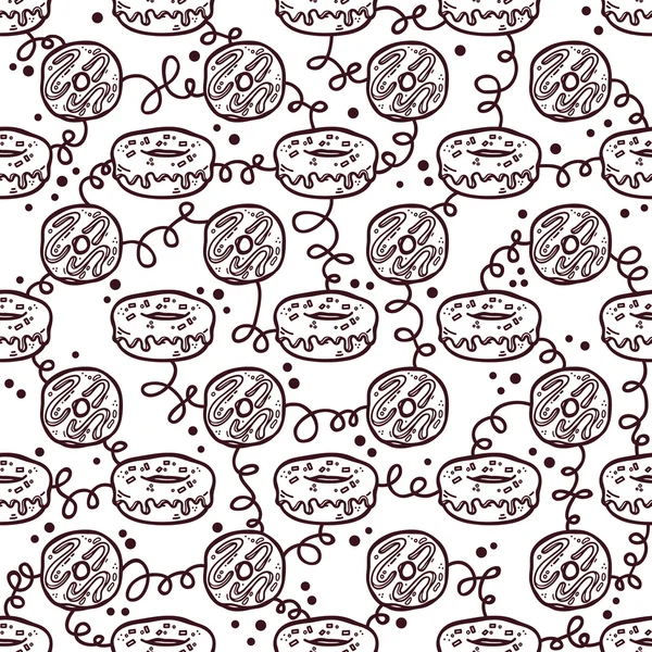 Doodle Donuts Muster. — Stockvektor