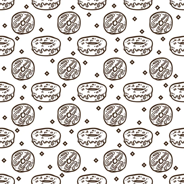 Doodle Donuts Muster. — Stockvektor