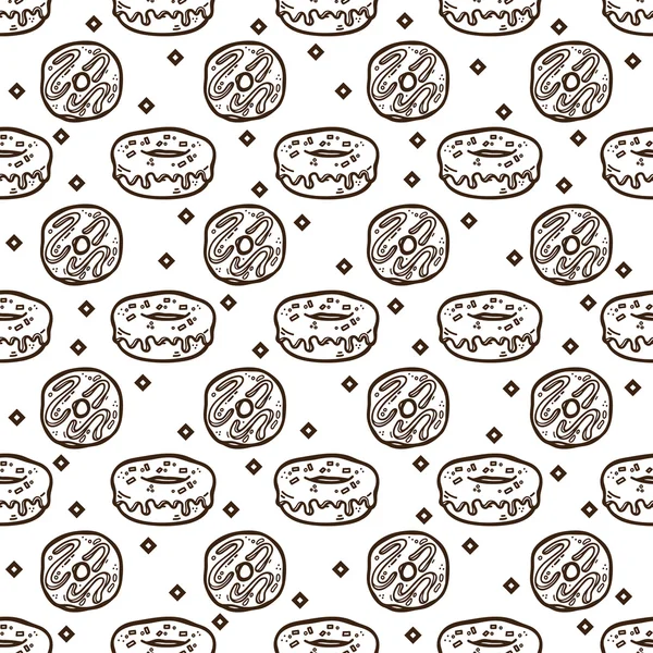 Padrão de donuts Doodle . — Vetor de Stock