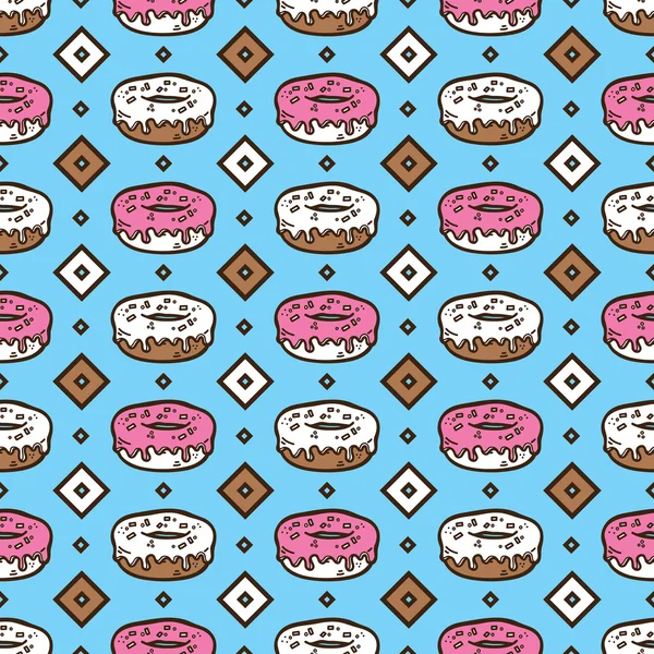 Doodle donuts desen. — Stok Vektör