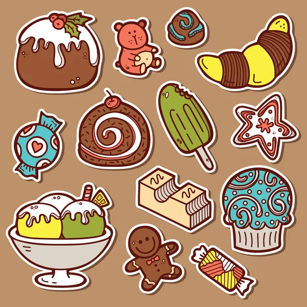 Sweets stickers set. — Stock Vector