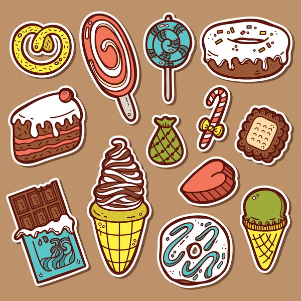 Sweets stickers set. — Stock Vector