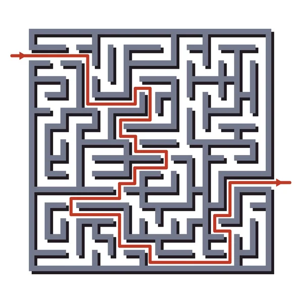 Doolhof labyrint met antwoord. — Stockvector