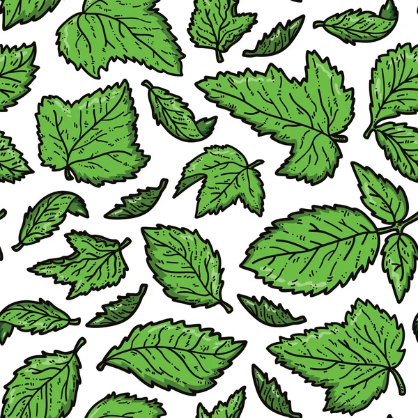 かわいい葉のパターン. — ストックベクタ