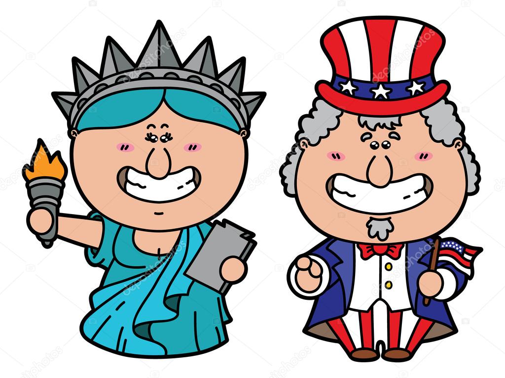 funny Uncle Sam and Statue of Liberty.