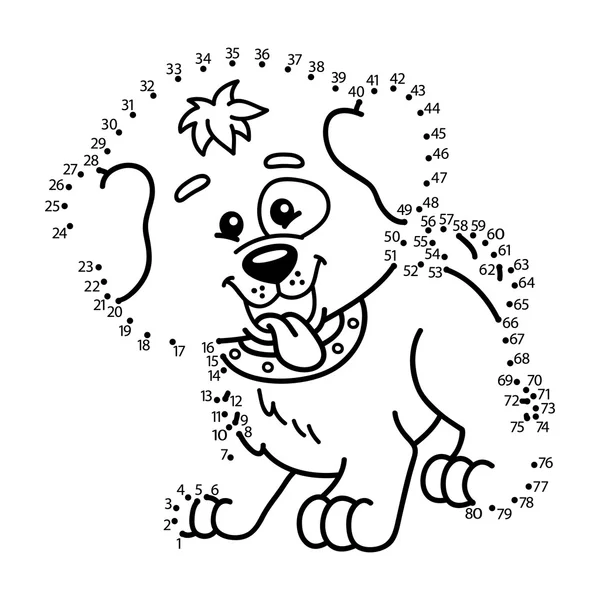 Dot to dot dog game. — Stock Vector