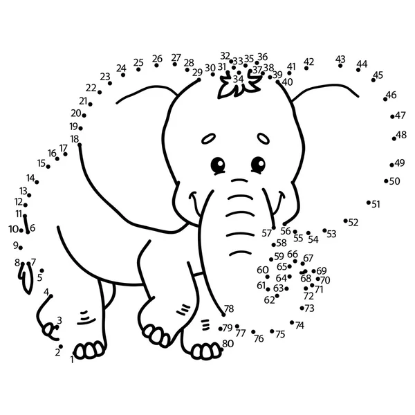 Point à point jeu d'éléphant . — Image vectorielle