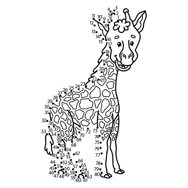 Dot to dot giraffa gioco . — Vettoriale Stock