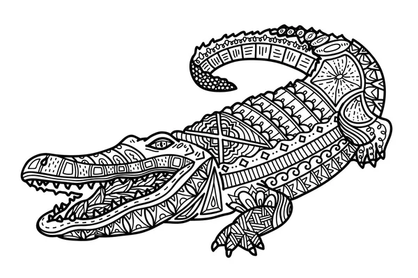 Crocodilo ornamentado bonito . — Vetor de Stock