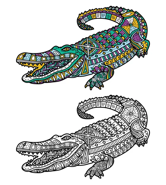 Mignon crocodile orné . — Image vectorielle