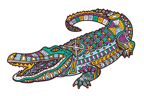 Aranyos díszes krokodil. — Stock Vector