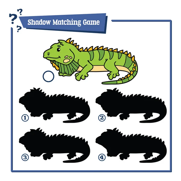 Funny shadow iguana game. — Stock Vector