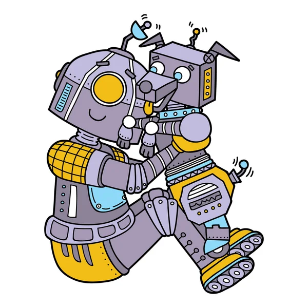 Lindo robot y perro — Vector de stock